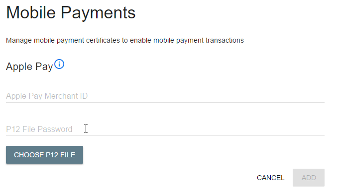 Screenshot of the Apple Pay credential entry field
